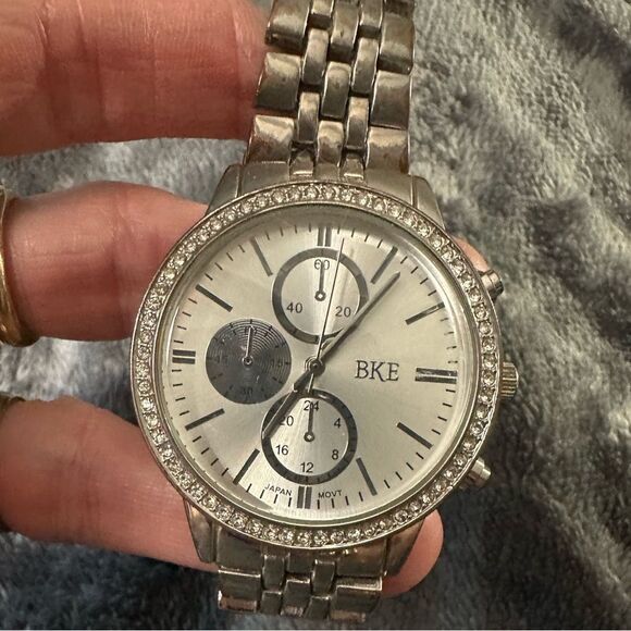 BKE Buckle Ladies Silver Watch with Crystal Accents - Picture 1 of 12